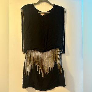 Parker brand black dress with beaded details